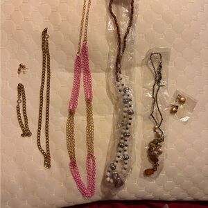 Chic Gold and Pink Necklace Set